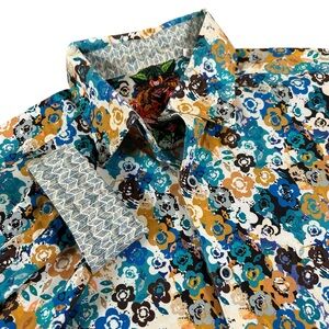 ROBERT GRAHAM Ivydale Floral Flip Cuff Button Down Shirt Small Multicolor
